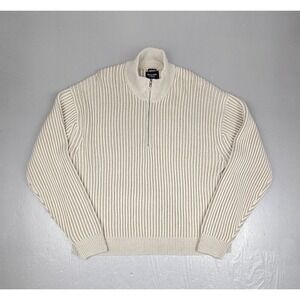 Abercrombie & Fitch Sweater Mens Large Tan Ribbed Oversized Y2k Qt Zip Preppy